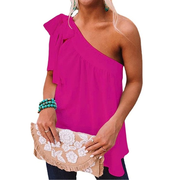 Tops - 🎀 One Shoulder Bow Blouse